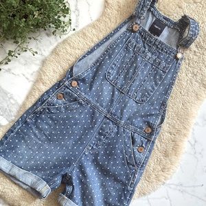 Girls GAP Polka Dot Denim short overalls  size 10